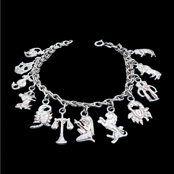 Vintage Sterling Silver Zodiac Charm Bracelet - Picture 4 of 4